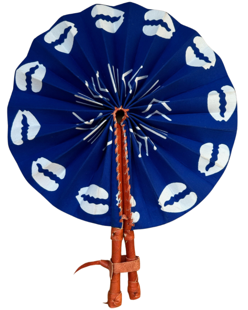 Blue and White Cowrie Fan