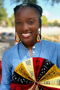 Red and Yellow Markings Mud Cloth Earrings